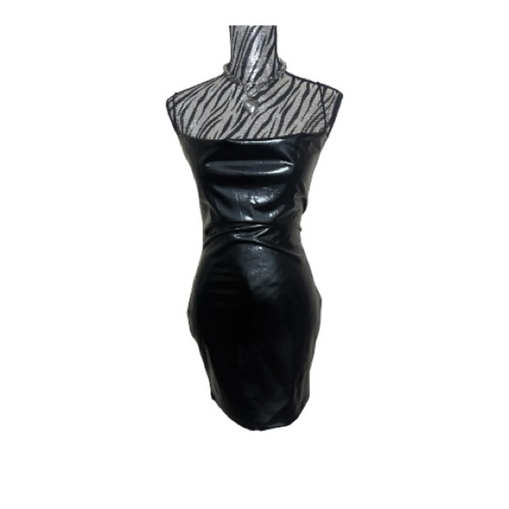 Missguided Vinyl Black Mini Dress